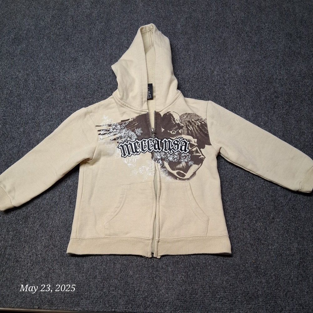 Mecca USA Full Zip Hoodie‎ Toddler 3T Beige Sweatshirt Embroidered